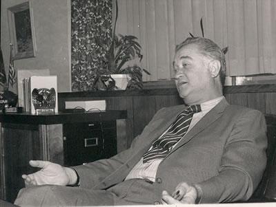 Foster in his office in the Administration Building.
