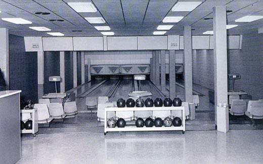 A bowling alley was constructed in the Union in 1966 and was a very popular recreational sport with students until the 1980s.  The bowling alley was removed during the renovations during the 1980s.