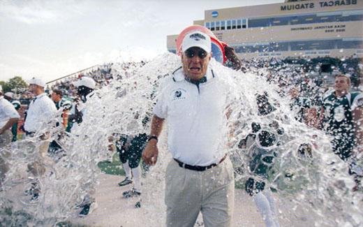 Head Football Coach Mel Tjeerdsma attained his 100th Northwest victory in a 65-3 game against the University of Missouri - Rolla on Sept. 18, 2004, at Bearcat Stadium.