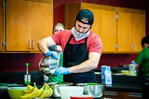 Friday Night Café satisfies the lab requirement for students enrolled in Northwest’s quantity foods course and provides an opportunity for them to practice skills in safe and healthy food preparation as well as management, teamwork and organization.