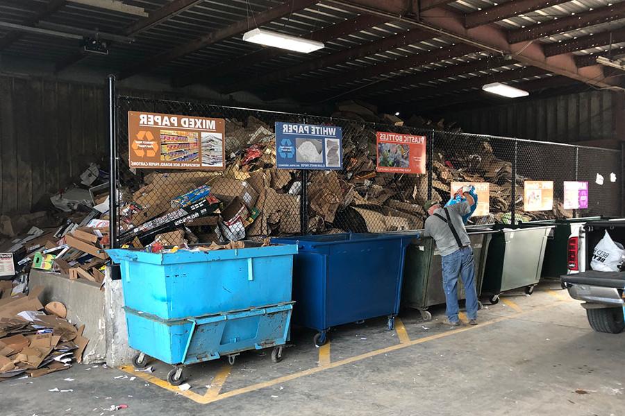 The Northwest Recycling Center accepts plastics, aluminum, mixed paper, cardboard and glass. (Northwest Missouri State University photo)