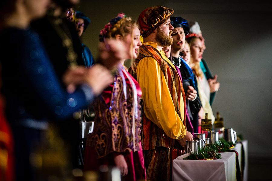 The Yuletide Feaste, which features students and faculty performing in the spirit of 16th-century Tudor England, is returning to Northwest for the first time since 2019. (Northwest Missouri State University photos)