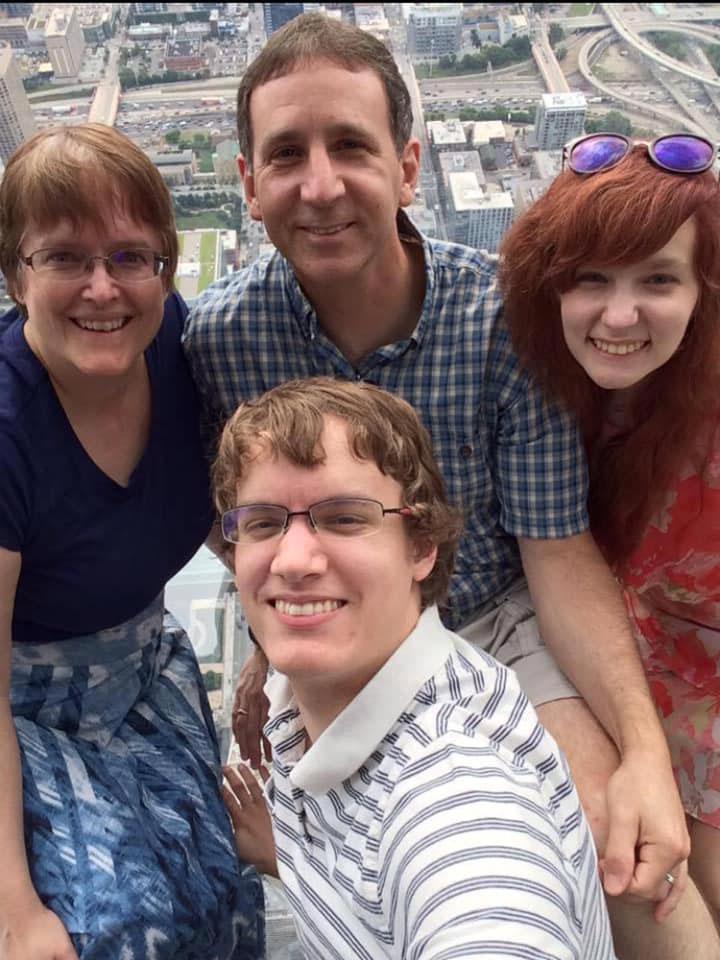The Smith family captured this favorite family photo during a vacation in Chicago. Clockwise from the top are Dan, Sue, and their children Benjamin and Fitz.